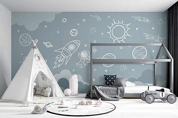 Papel de parede Papel de parede Cena espacial com nuvens e estrelas (REF: w02104v1)