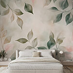 Papel de parede Folhas delicadas em tons suaves.