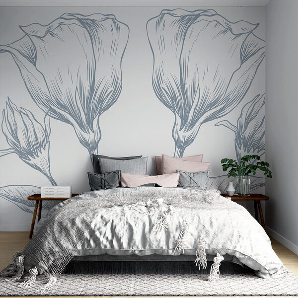 Elegância floral em linhas delicadas Papel de parede Elegância floral em linhas delicadas