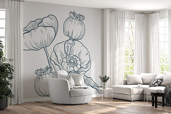 Desenho de flores e botões Papel de parede Desenho de flores e botões