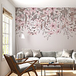 Papel de parede Flores e folhas cor-de-rosa