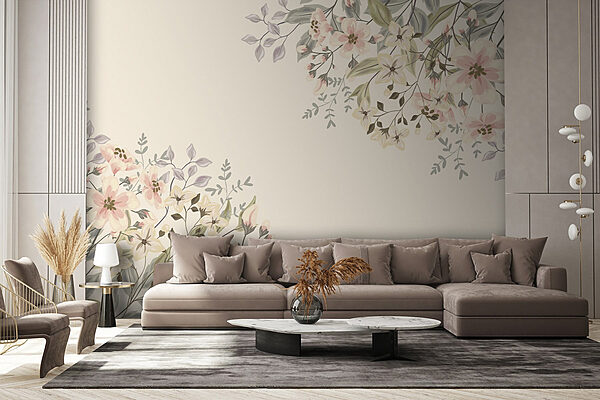 Padrão floral com flores Papel de parede Padrão floral com flores