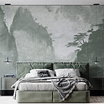 Papel de parede Pintura de árvores e montanhas