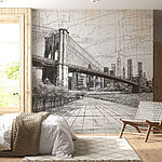 Papel de parede Desenho de uma ponte e de uma cidade