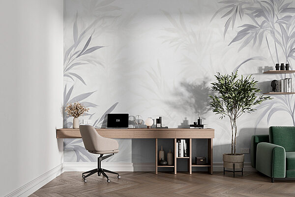 Fundo branco com folhas Papel de parede Fundo branco com folhas