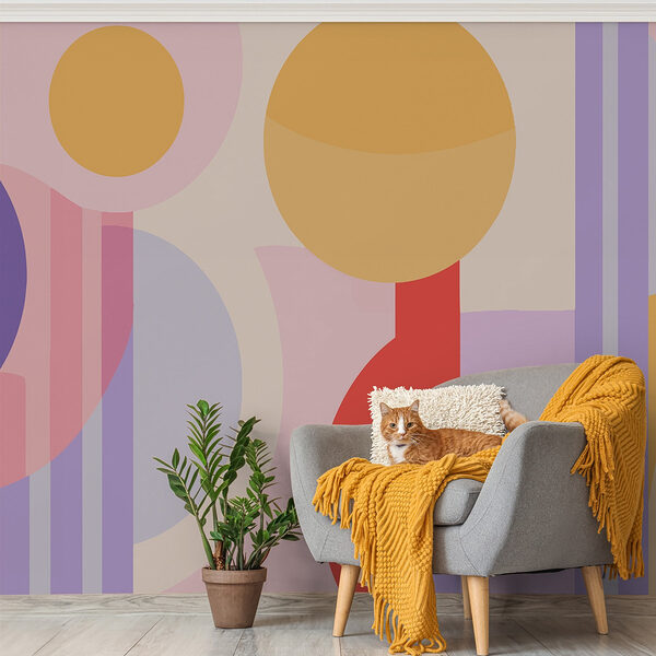 Peça de arte colorida com círculos e círculos Papel de parede Peça de arte colorida com círculos e círculos