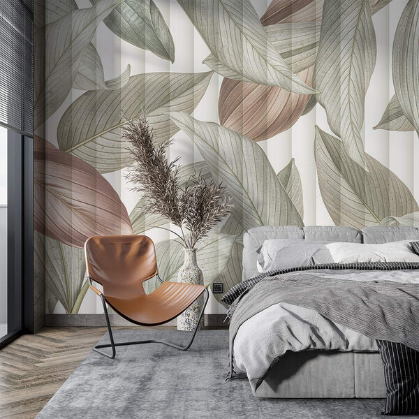 Papel de parede Tons naturais em padrões de folhas (REF: w08388) Papel de parede Papel de parede Tons naturais em padrões de folhas (REF: w08388)