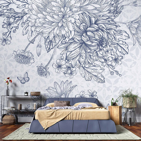 Elegância floral em tons suaves Papel de parede Elegância floral em tons suaves