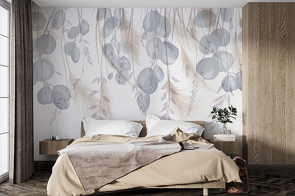 Folhagem delicada com tons suaves Papel de parede Folhagem delicada com tons suaves
