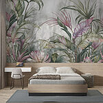 Papel de parede Pintura de flores e folhas