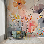 Papel de parede Pintura de flores sobre um fundo branco