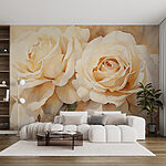Papel de parede Lindas rosas em tons suaves.