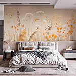 Papel de parede Pintura de flores e folhas