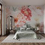 Papel de parede Flores delicadas em tons pastel suaves