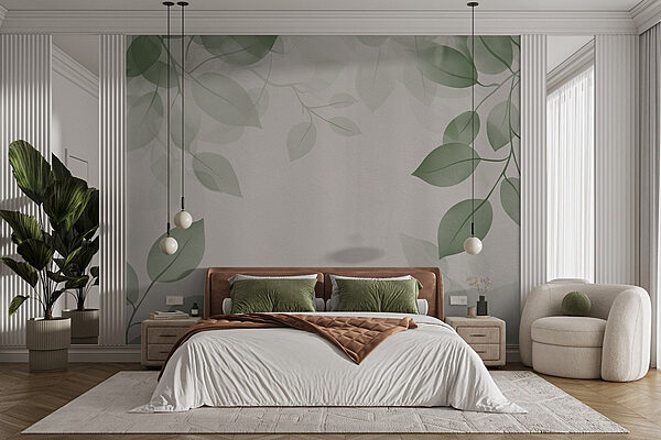 Folhas verdes sobre um fundo branco Papel de parede Folhas verdes sobre um fundo branco