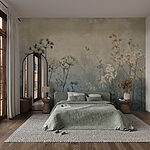 Papel de parede Flores suaves em tons tranquilos.
