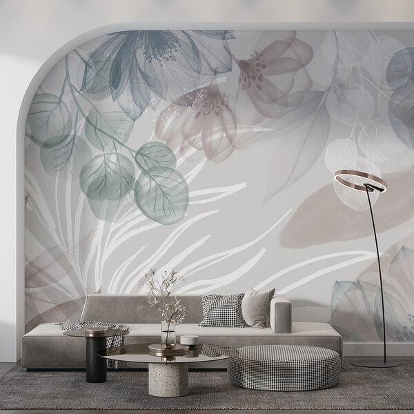 Papel de parede Flores delicadas e texturas suaves