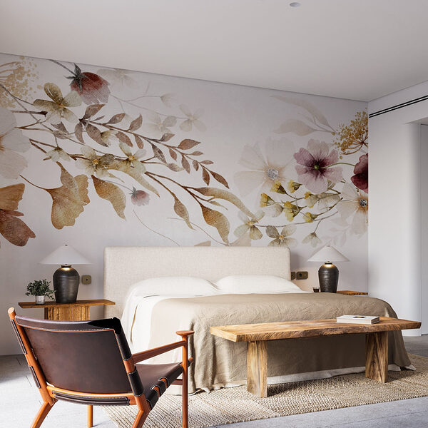 Pintura de flores e folhas Papel de parede Pintura de flores e folhas