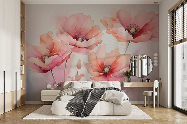 Pintura de flores sobre um fundo branco Papel de parede Pintura de flores sobre um fundo branco