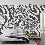 Papel de parede Desenho a preto e branco de rosas