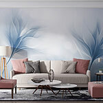 Papel de parede Folhas suaves em tons suaves
