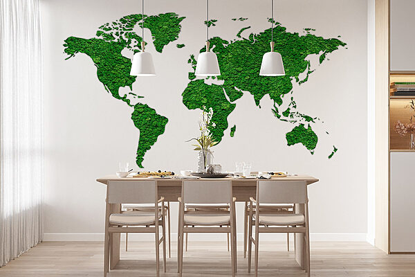 Mapa do mundo feito de plantas verdes Papel de parede Mapa do mundo feito de plantas verdes