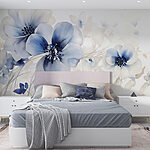 Papel de parede Pintura de flores sobre um fundo branco