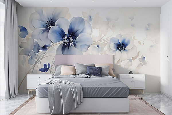 Pintura de flores sobre um fundo branco Papel de parede Pintura de flores sobre um fundo branco
