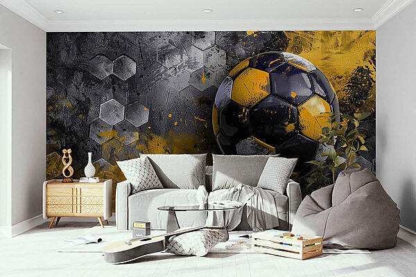 Bola de futebol numa parede Papel de parede Bola de futebol numa parede