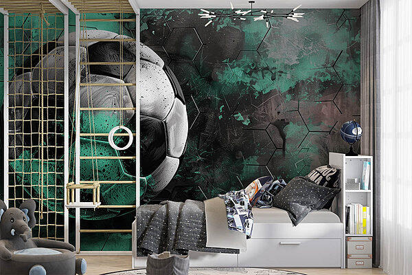 Bola de futebol sobre um fundo verde e preto Papel de parede Bola de futebol sobre um fundo verde e preto