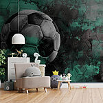 Papel de parede Bola de futebol sobre um fundo verde e preto