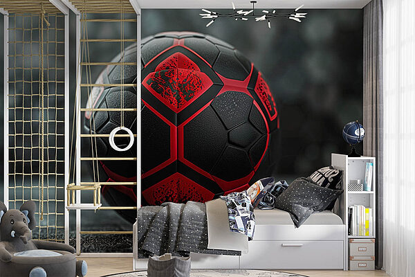 Bola de futebol preta e vermelha Papel de parede Bola de futebol preta e vermelha