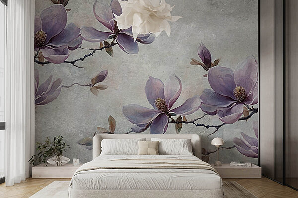 Pintura de flores num ramo Papel de parede Pintura de flores num ramo