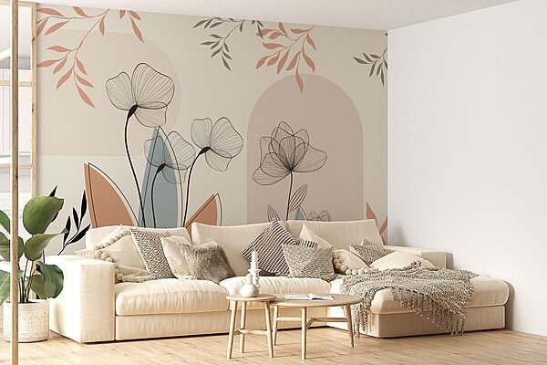 Elegância floral em tons suaves Papel de parede Elegância floral em tons suaves