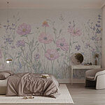 Papel de parede Flores delicadas em tons pastel suaves