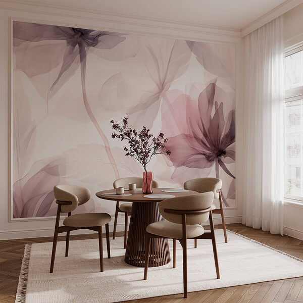 Papel de parede Flores suaves em tons subtis