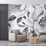 Papel de parede Elegância floral em estilo monocromático