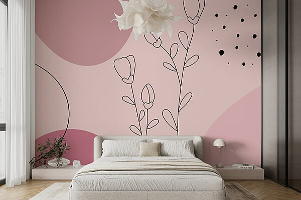 Desenho de flores e círculos Papel de parede Desenho de flores e círculos
