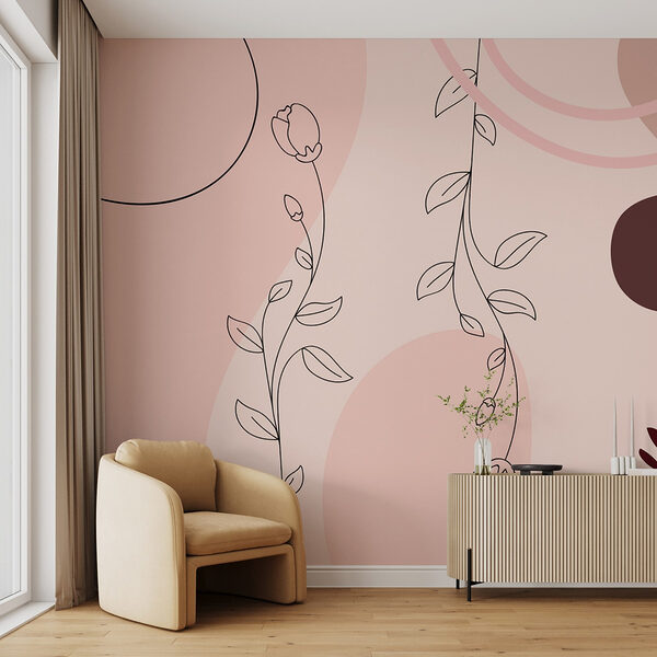 Desenho elegante de linhas florais Papel de parede Desenho elegante de linhas florais