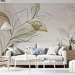 Papel de parede Folhas delicadas em tons suaves