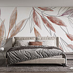 Papel de parede Folhas delicadas em tons suaves.