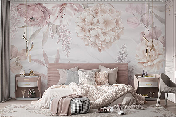 Flores delicadas em tons pastel suaves Papel de parede Flores delicadas em tons pastel suaves