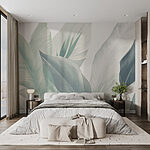 Papel de parede Folhas exuberantes em tons pastel suaves