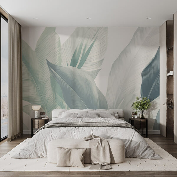 Papel de parede Papel de parede Folhas exuberantes em tons pastel suaves (REF: w02854v2)