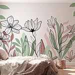 Papel de parede Linha de flores e folhas