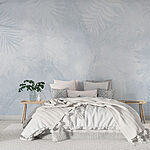 Papel de parede Padrão floral branco e azul