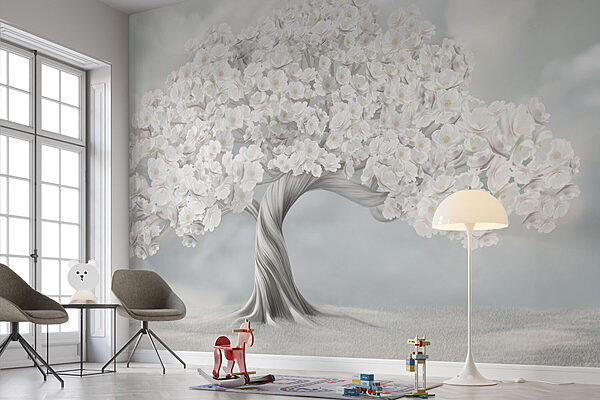 Árvore com flores brancas Papel de parede Árvore com flores brancas