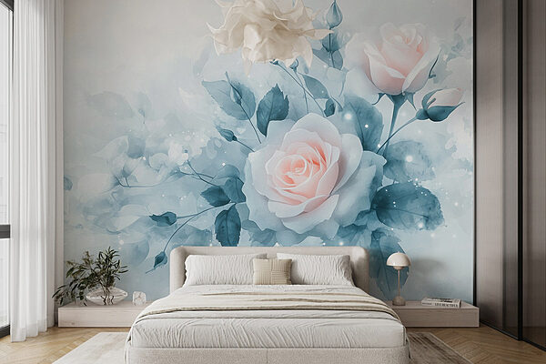 Flores numa paleta serena Papel de parede Flores numa paleta serena