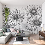 Papel de parede Grupo de flores com folhas