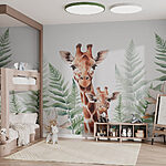 Papel de parede Girafas e flores